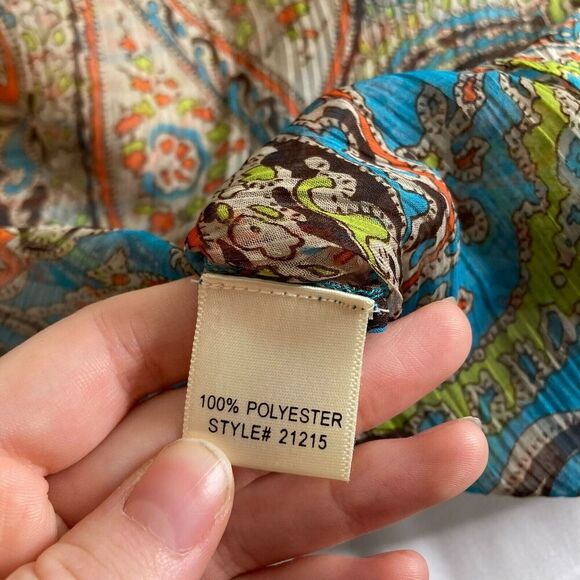 TravelSmith Women’s Turquoise Paisley Flowy Boho Artsy Airy Ruffled Top Size 1X - Picture 5 of 13